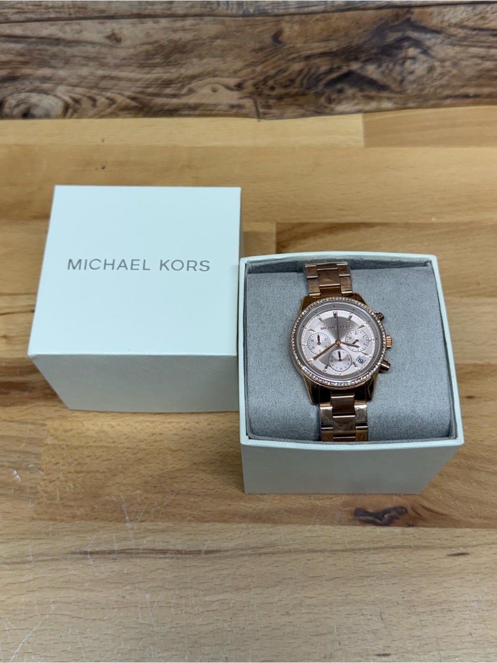 Michael Kors Rose Gold Bracelet Watch with Logo Clasp
